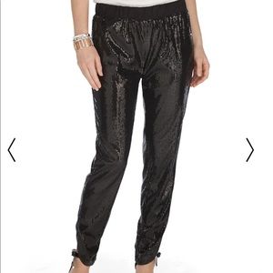 WHBM sequin crop pants with ruched & split bottoms